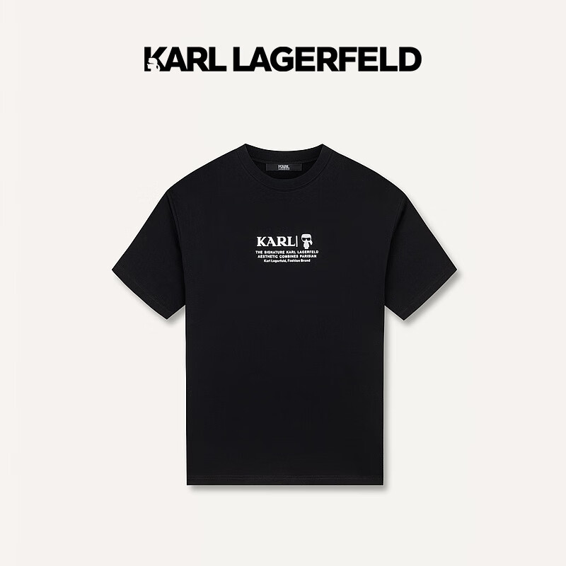 Karl Lagerfeld卡尔拉格斐2024春夏款logo印花T恤老佛爷241N1753 黑色 46
