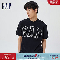 Gap夏季男女装2024夏撞色logo圆领短袖T恤纯棉544465 藏青色 165/88A(S) 亚洲尺码