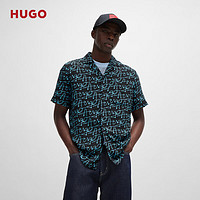 HUGO男士2024夏季当季印花图案宽松版短袖衬衫 443-花色 EU:S