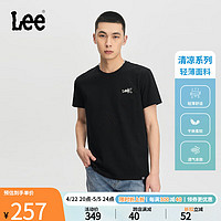 Lee24春夏标准字母印花索罗娜凉感男圆领短袖T恤LMT008142202 黑色 XXL