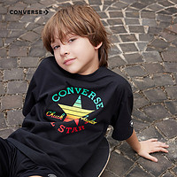 Converse匡威儿童装男童短袖上衣2024夏季中大童彩色印花T恤 正黑色 110/52