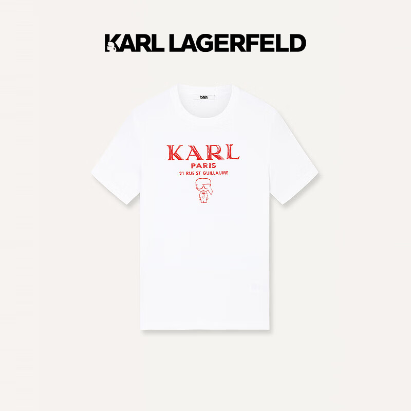 Karl Lagerfeld卡尔拉格斐2024夏季KARL印花短袖T恤老佛爷 本白 50