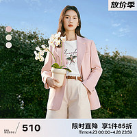 伊芙丽（eifini）小个子休闲西服女装简约通勤气质百搭高级感西装外套女 粉色  160/84A/M