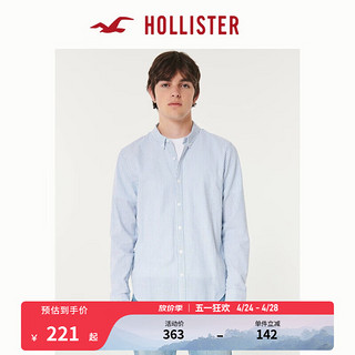 HOLLISTER 24年春夏棉质长袖泡泡纱纽扣式衬衫 男 357847-1 蓝色条纹 M (180/100A)