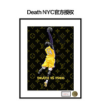 三為 SUNWAYART）Death NYC親簽限量版畫湖人男孩房NBA球星客廳掛畫45x32cm KOBE 鋁合金（黑）