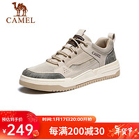 骆驼（CAMEL）男士潮流复古拼接运动休闲板鞋 G13S309046 米白 41  米白（网面款）