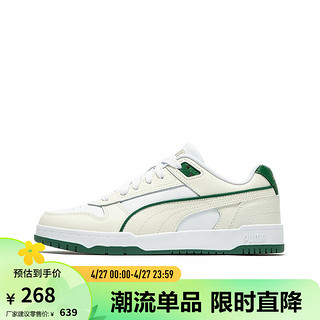 彪马（PUMA） 男女同款复古休闲板鞋 RBD GAME LOW 386373 白-灰色-深绿色-金色-11 37