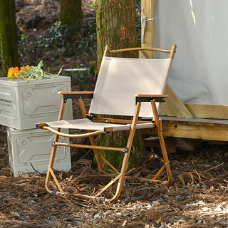 小匠材户外折叠椅子便携式月亮椅露营沙滩椅钓鱼凳子靠背马扎黄架+卡其
