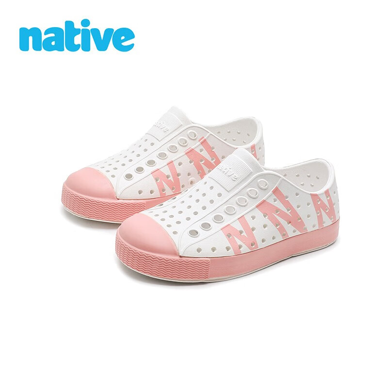 native儿童洞洞鞋夏季3N印花男女同款沙滩包头凉鞋 3N|桃粉色 23码（140mm）