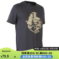 DECATHLON 迪卡侬 短袖t恤男夏季男T恤休闲自由鸽子(黑灰色)M-2980101
