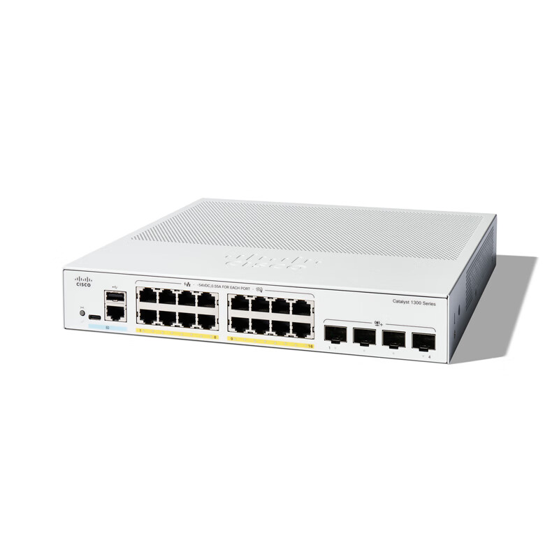 思科Cisco Catalyst 1300-16P-4X 千兆 195W PoE 带万兆管理型交换机