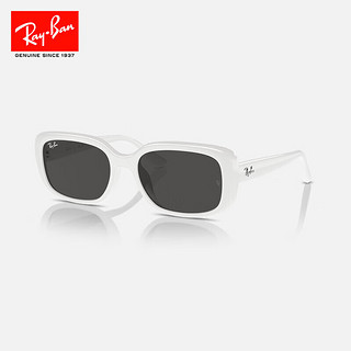 雷朋（Ray.Ban）太阳镜 2024年成毅同款墨镜 开车驾驶枕型小框潮搭 0RB4421 677287-白框深灰色镜片-尺寸56