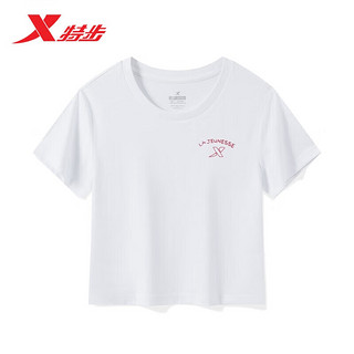 XTEP 特步 短袖运动T针织衫春夏健身女876228010065 珍珠白 2XL