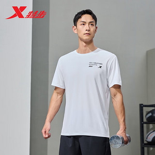 XTEP 特步 运动短袖男夏季吸湿透气健身运动上衣876229010030 珍珠白 2XL