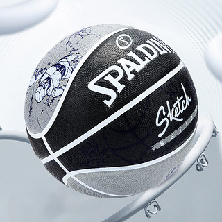 SPALDING 斯伯丁 篮球成人7号描绘设计高弹软手感橡胶防滑室外训练用球84-681Y
