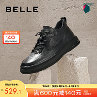BeLLE 百丽 时尚商务鞋男2023冬季新商场同款牛皮休闲皮鞋加绒8CS01DM3预售 黑色单里 40