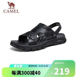 骆驼（CAMEL）舒软牛皮凉拖两穿缓震休闲商务凉鞋男士 G14M211614 黑色 42