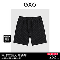 GXG男装 2024年夏季重磅满印休闲宽松休闲裤五分裤短裤男 黑色 170/M