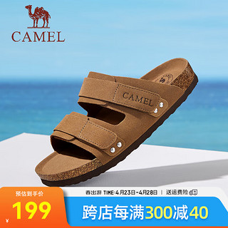 骆驼（CAMEL）2024夏季拖鞋轻盈软木复古休闲百搭勃肯鞋 G14M074658 驼色男 41