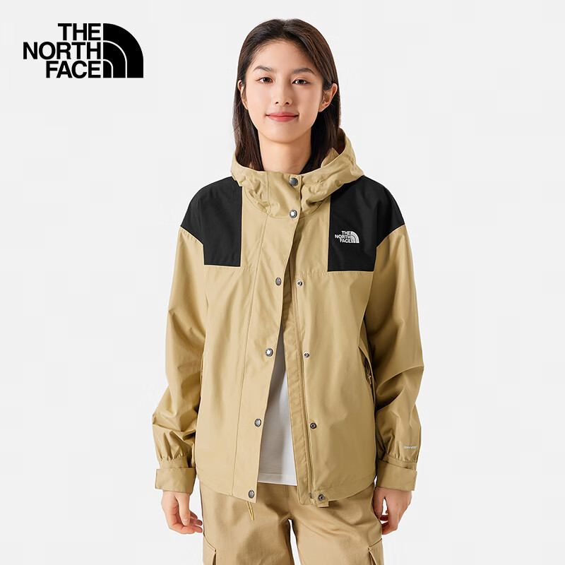 The North Face北面冲锋衣女户外防风单层夹克24春7QSI 卡其色/LK5 S