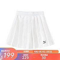 彪马（PUMA）女童夏季短裙时尚活力运动休闲松紧腰头百褶裙 本白10101 160cm