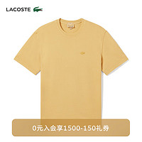 LACOSTE法国鳄鱼男装24年夏季男士T恤圆领纯色简约短袖TH8312 IVX /姜黄色 S /170