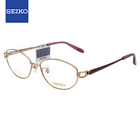 精工(SEIKO)女全框钛材眼镜框HC2019 127+依视路钻晶膜岩1.67镜片 127金色/亮褐色