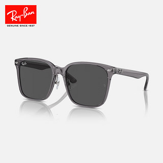 雷朋（Ray.Ban）太阳镜 2024年成毅同款方框时尚男女款墨镜遮阳镜 0RB2206D 139987-透明灰框深灰色片-尺寸57