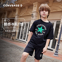 Converse匡威儿童装男童短袖上衣2024夏季中大童潮牌半袖T恤 正黑色 160/80