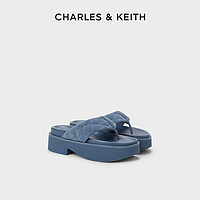 CHARLES & KEITH CHARLES&KEITH24;夏季新款CK1-70381046厚底夾趾菱格人字拖女外穿