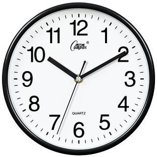 Compas 康巴丝 挂钟客厅办公室钟表挂墙简约创意时钟石英钟现代时钟 3018 黑色