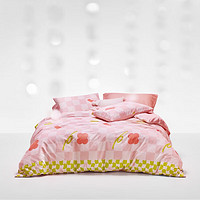 LOVO罗莱生活旗下品牌  床上三/四件套全棉卡通被套床单双人床 小红FA 1.8米床(适配220x240被芯)