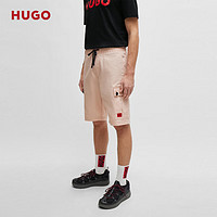 HUGO男士2024夏季红色徽标标签纹理棉短裤 681-浅粉色 EU:46