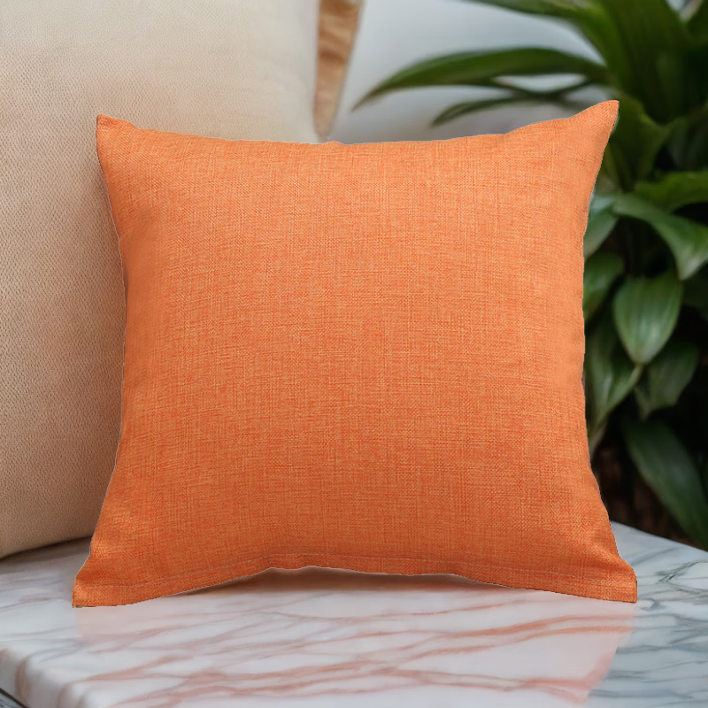 诗本纯色亚麻抱枕时尚简约靠垫现代沙发床头素色靠枕可爱棉麻靠背拆洗 橙色 45x45cm
