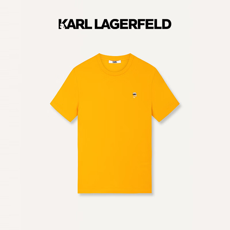 Karl Lagerfeld卡尔拉格斐轻奢老佛爷男装 24夏款KLlogo刺绣7舒适短袖T恤 橙色 50