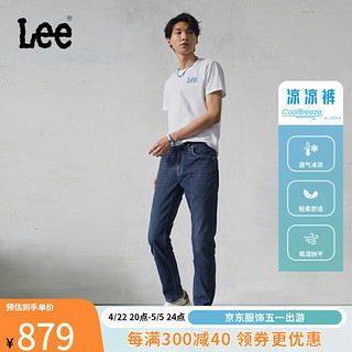 Lee24春夏705标准锥形精玉透凉中蓝色男牛仔裤凉凉裤 中蓝色 36