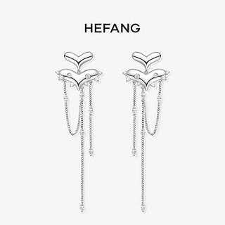 HEFANG Jewelry 何方珠宝 HEFANG何方桃花虎流苏耳环小众设计时尚爱心长吊坠耳钉耳饰女ds