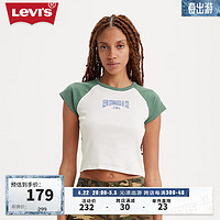 Levi's李维斯24夏季女士复古气质修身显瘦LOGO印花短袖T恤 白色 A6132-0005 S
