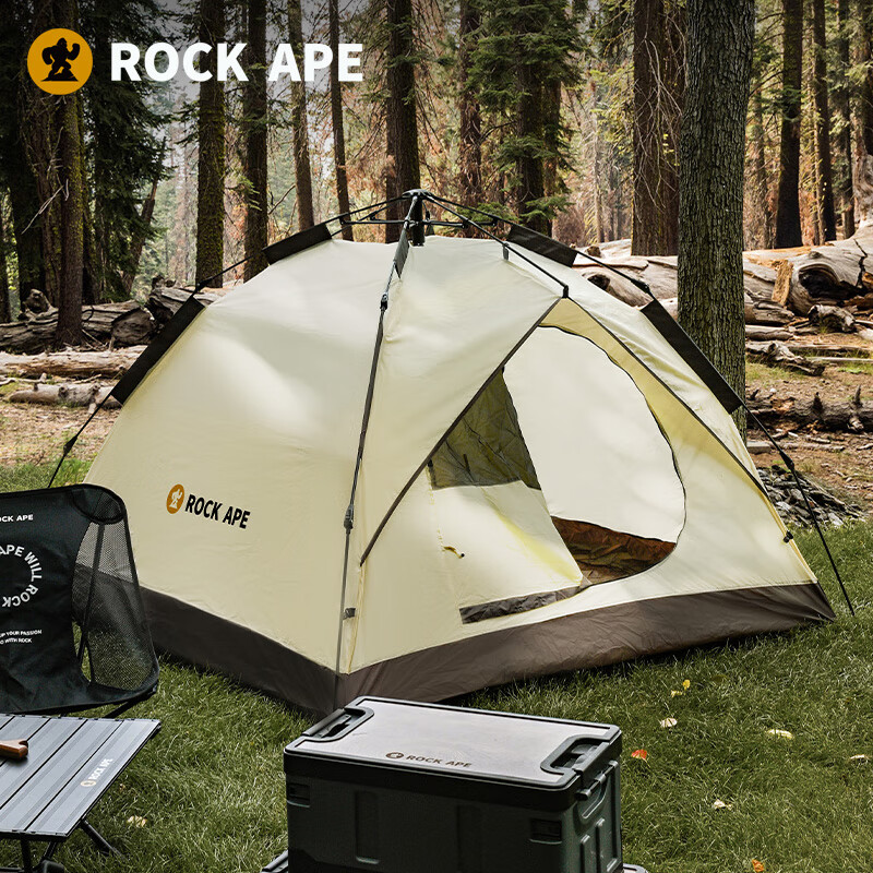 洛克猩球 RockApe  双门自动速开帐户外露营帐篷防风防潮装备免搭建帐篷 白色