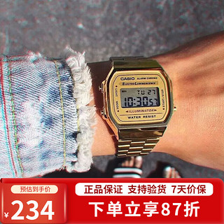 CASIO 卡西欧 手表 小春同款 情侣经典复古小方块 时尚学生表小金表 A168WG-9W