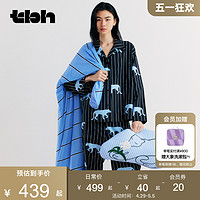 THE BEAST 野獸派 tbh野獸派家居Z系列天絲棉條紋家居服套裝女夏季可外穿情侶睡衣