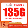 中國聯通 楊柳卡 兩年19元月租（135G國內流量+200分鐘通話）贈電風扇一臺