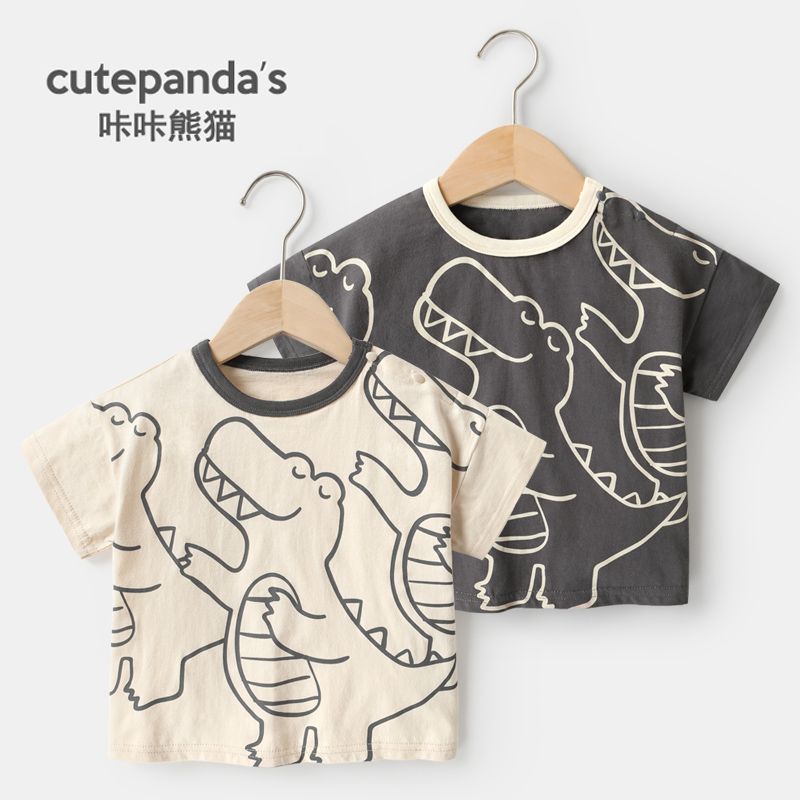 咔咔熊猫婴儿衣服休闲短袖T恤夏装男童女童宝宝儿童小童半袖上衣