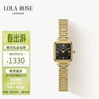 LOLA ROSE 黑金小方表手表女表时尚石英女士手表生生日礼物送女友 LR4230