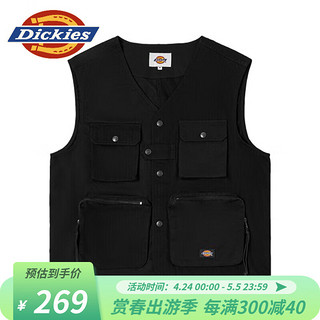 Dickies 帝客 马甲男 多口袋叠穿休闲文艺百搭马甲 黑色 XL