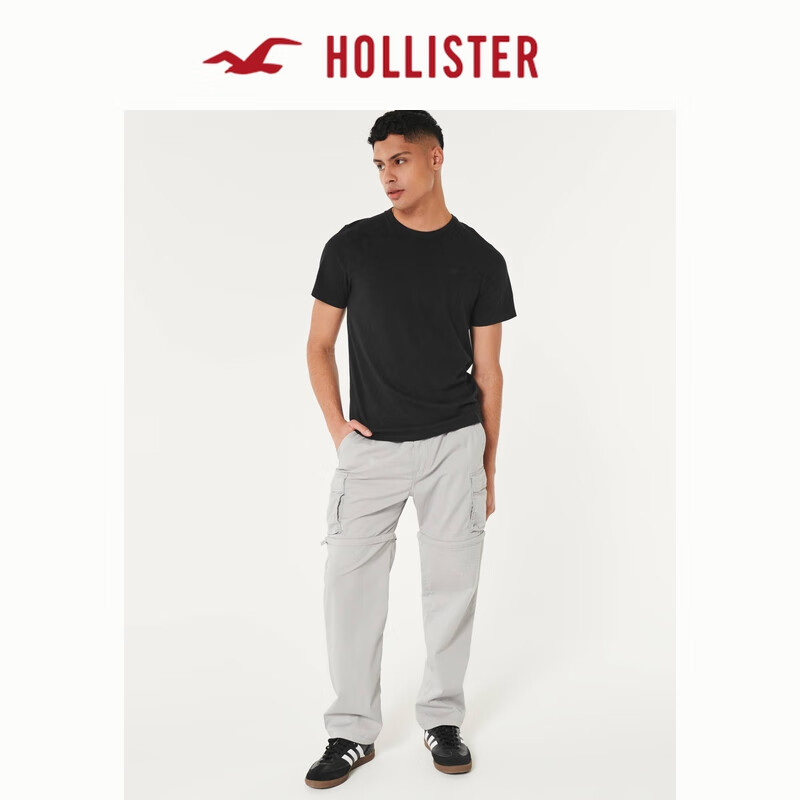 HOLLISTER24春夏美式修身圆领短袖T恤男女装348888-1 黑色 M (180/100A)