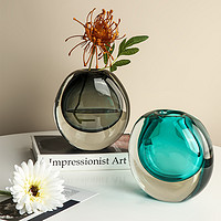 BHM 貝漢美 貝漢美簡約玻璃花瓶擺件創意客廳插花現代輕奢玄關桌面軟裝飾品
