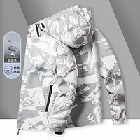 皮尔·卡丹 春款新款户外山系男式运动迷彩外套舒适透气百搭单冲夹克上衣男