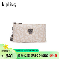 Kipling【母亲节】女款2024春季钱包卡包手拿包CREATIVITY L 白色猎豹提花