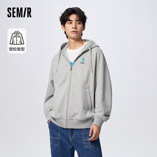 Semir 森马 夹克男春季日常简约宽松连帽休闲外套中性校园运动风情侣上衣